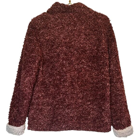 Weatherproof Vintage Sherpa Pullover 1/4 Zip Fleece Jacket Medium Maroon Cozy - Picture 2 of 13
